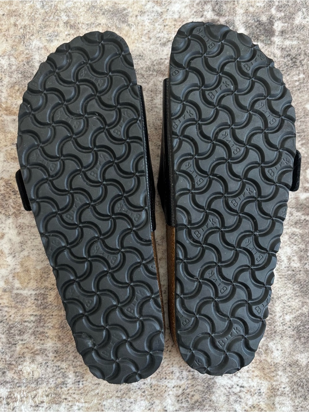 Birkenstock Black Textured Single Strap Slide Sandals - Picture 2 of 2